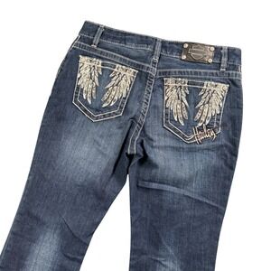 Harley Davidson Vintage Angel Wing Jeans Women 8 Y2K Biker Rhinestone Bootcut